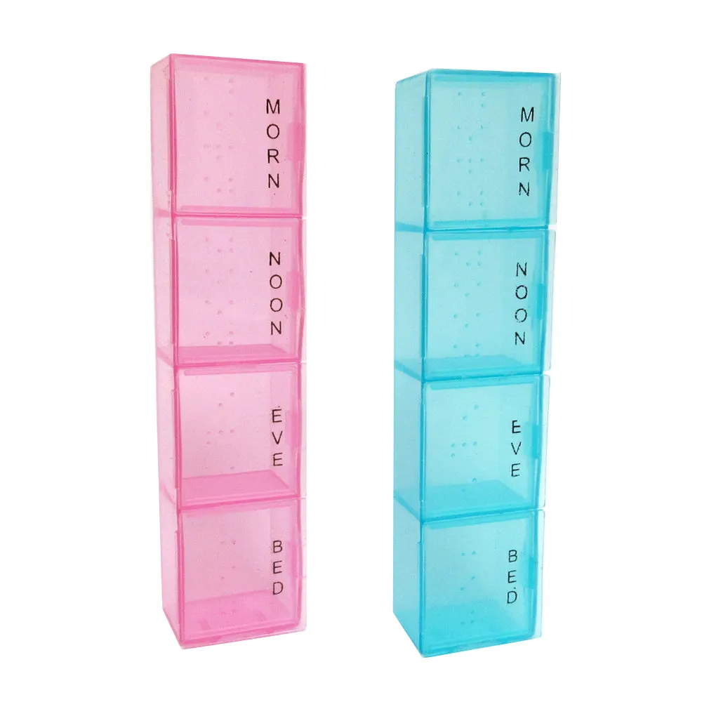 2 Pack Weekly Pill Box Holder Organizer 7 Day Medication Storage 28 Compartments