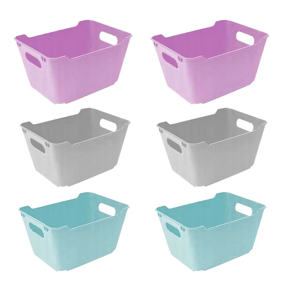 6 Pack Mini Bin Storage Container Baskets Organizers Small Trays Shelve Desk Set