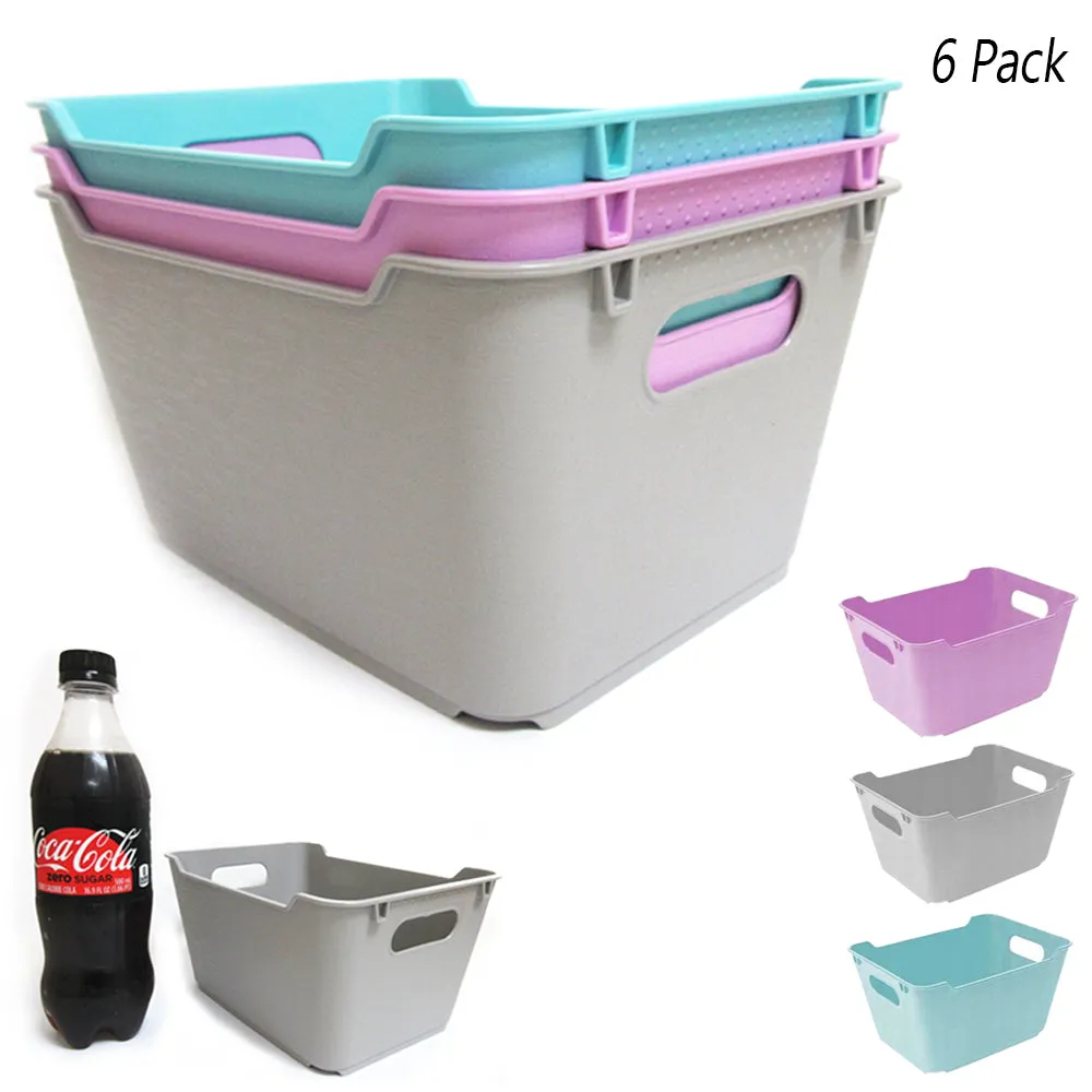 6 Pack Mini Bin Storage Container Baskets Organizers Small Trays Shelve Desk Set