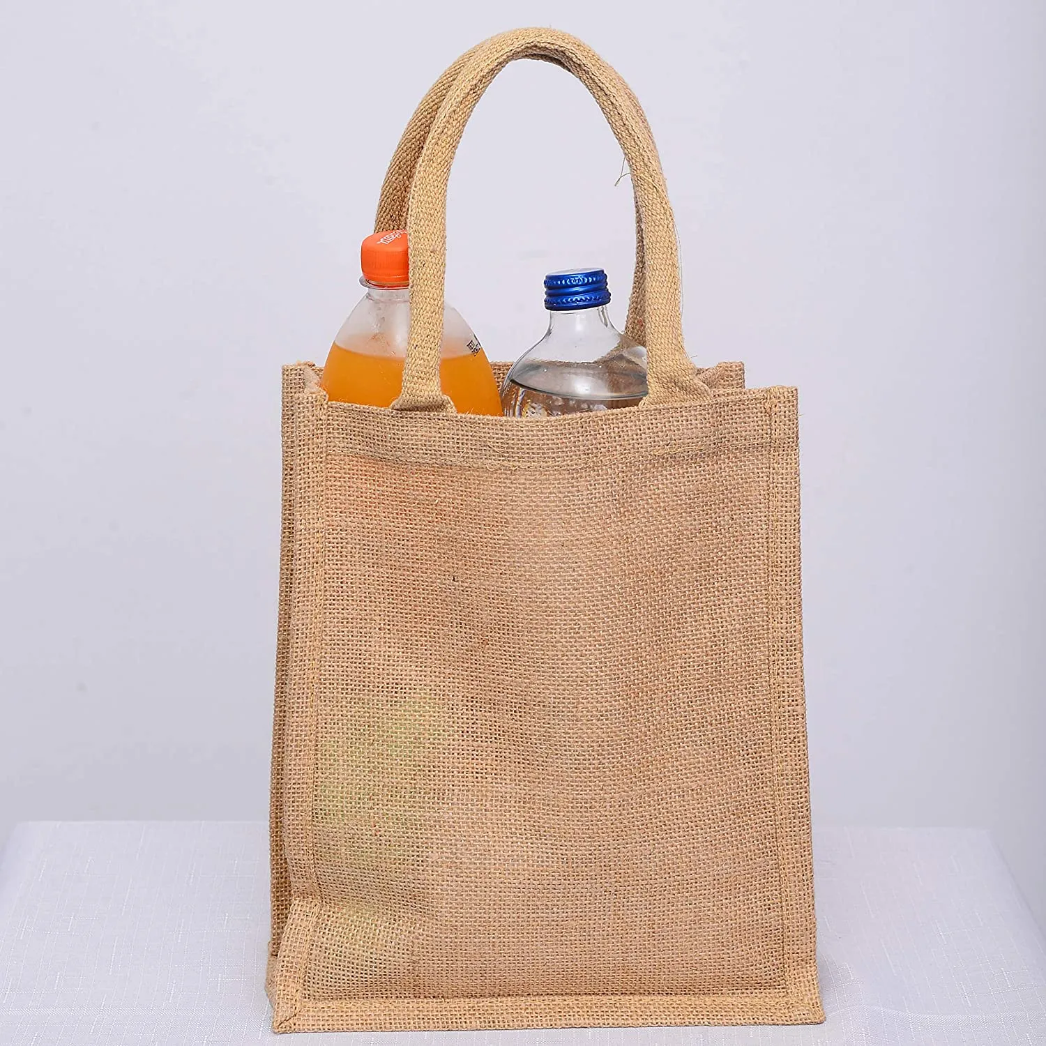 72 ct Small Burlap Bags / Jute Book Bag with Full Gusset - By Case