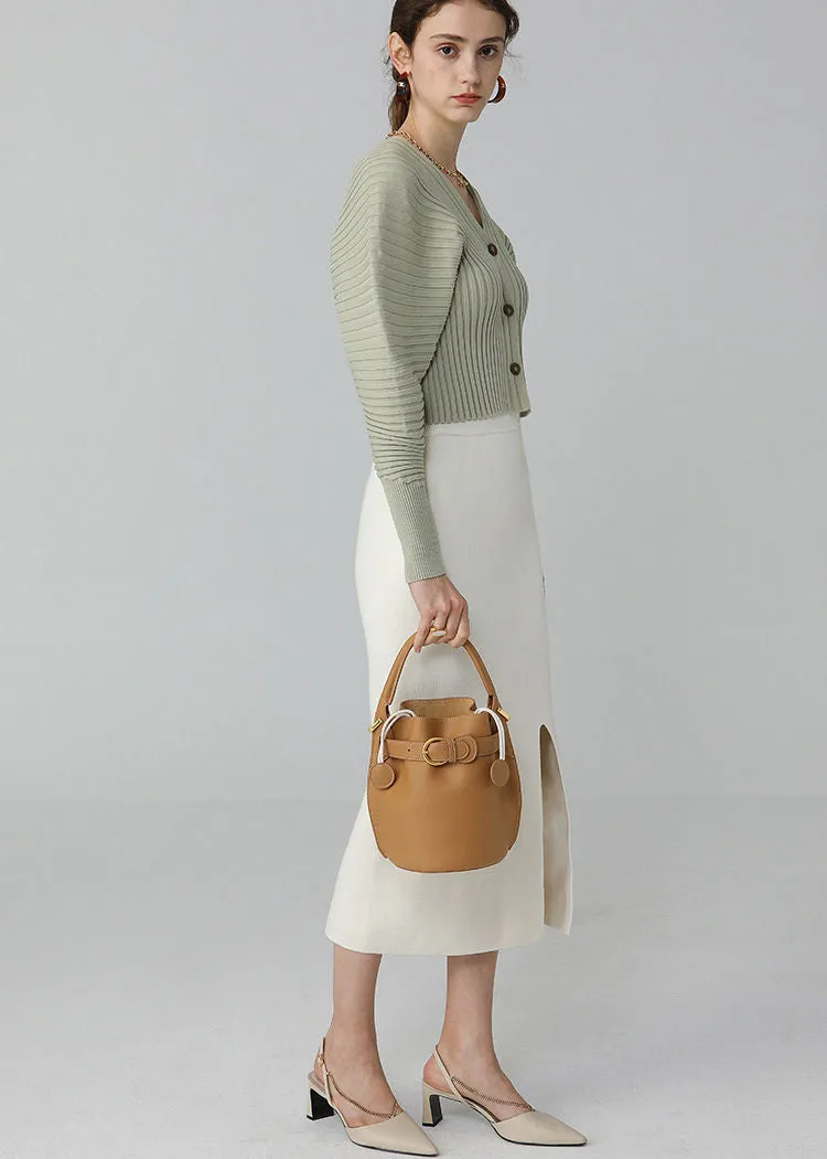 Belted Buckle Bucket Bag