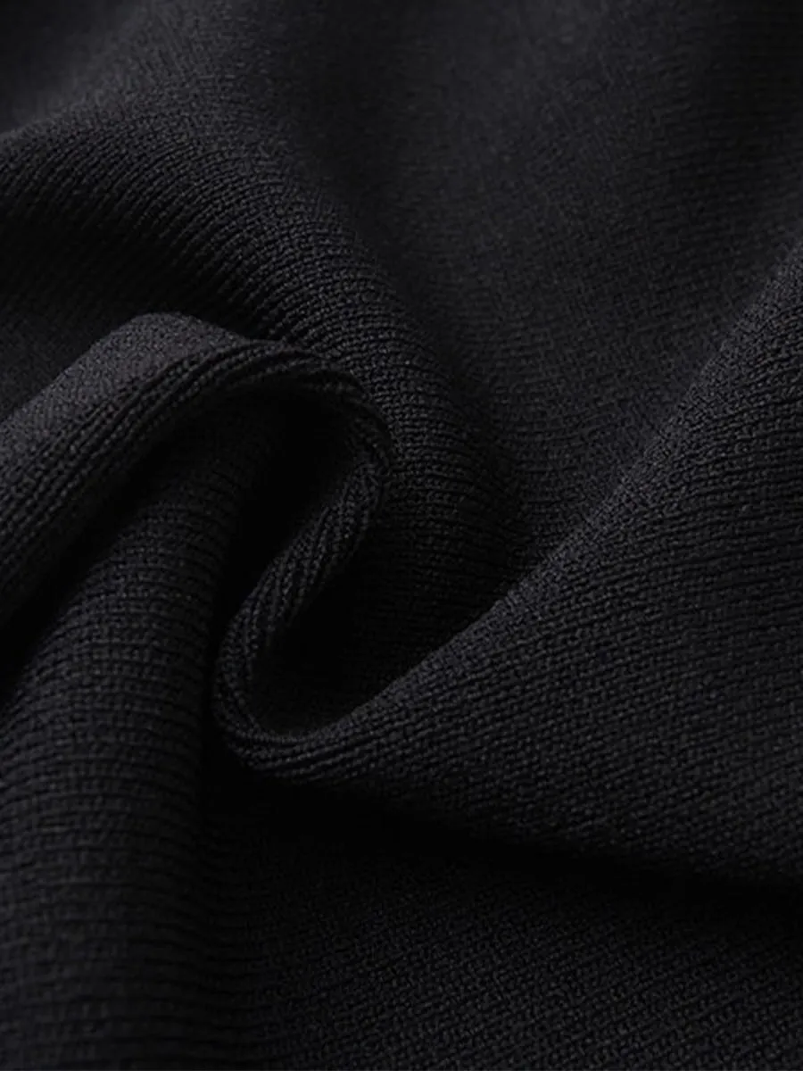 Black Knitted Button Tank Top