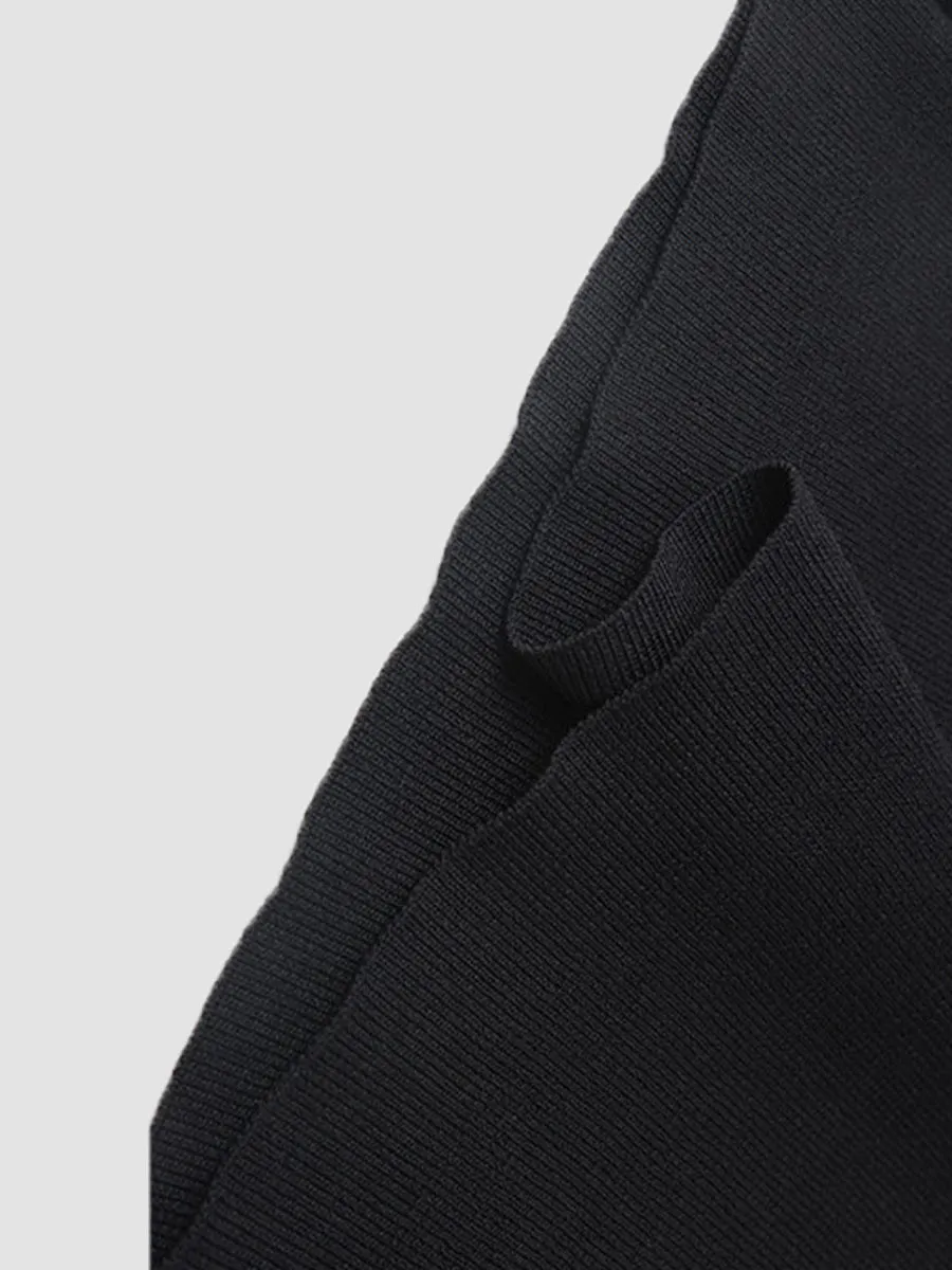 Black Knitted Button Tank Top