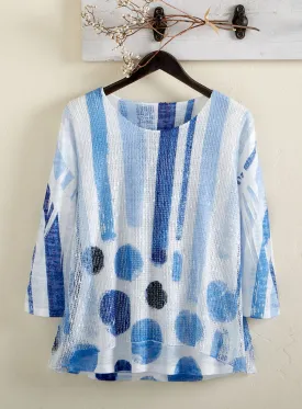 Blue Streak Mesh Overlay Top