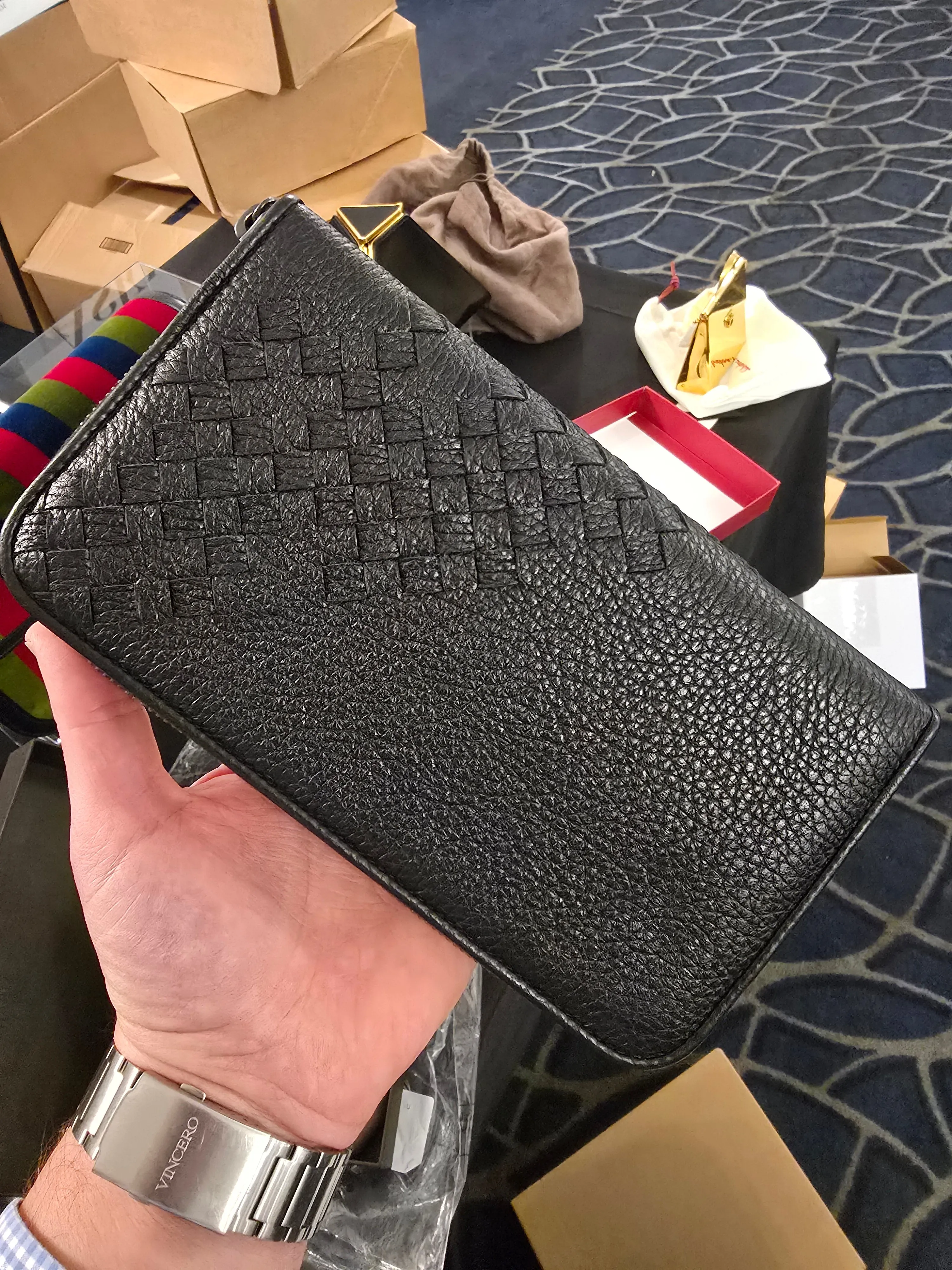 Bottega Veneta Leather Grey Clutch