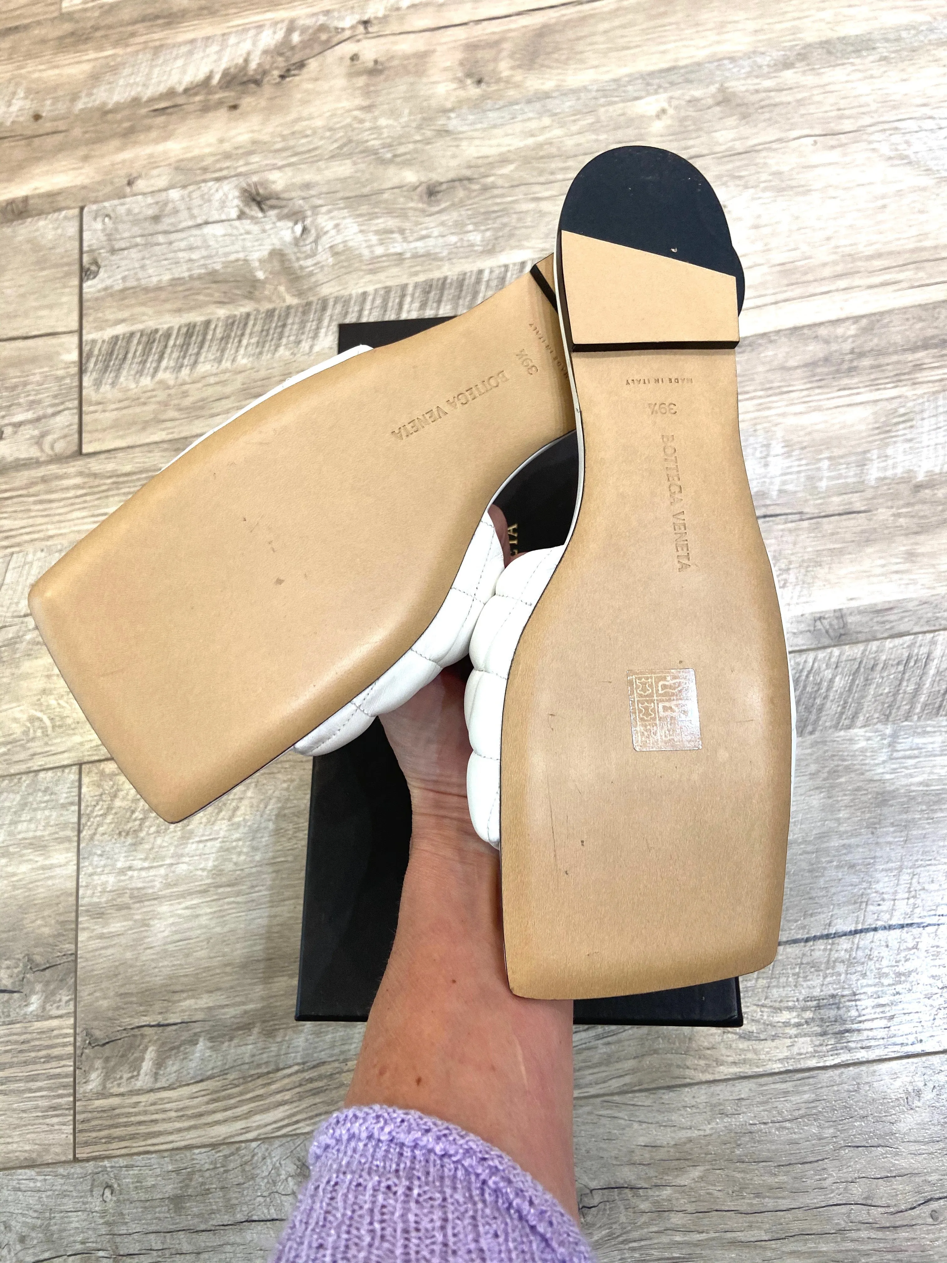 BOTTEGA VENETA WHITE INTRECCIATO NAPPA MULES
