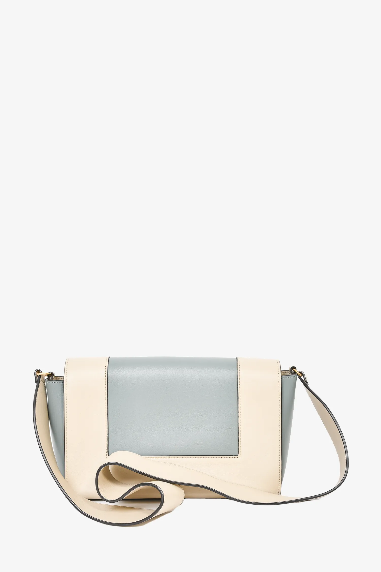 Celine Blue/Cream Leather Rectangle 'Frame' Shoulder Bag