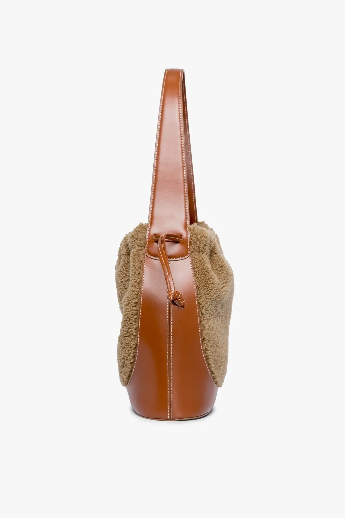 CINCH SHEARLING BUCKET BAG | NATURAL TAN