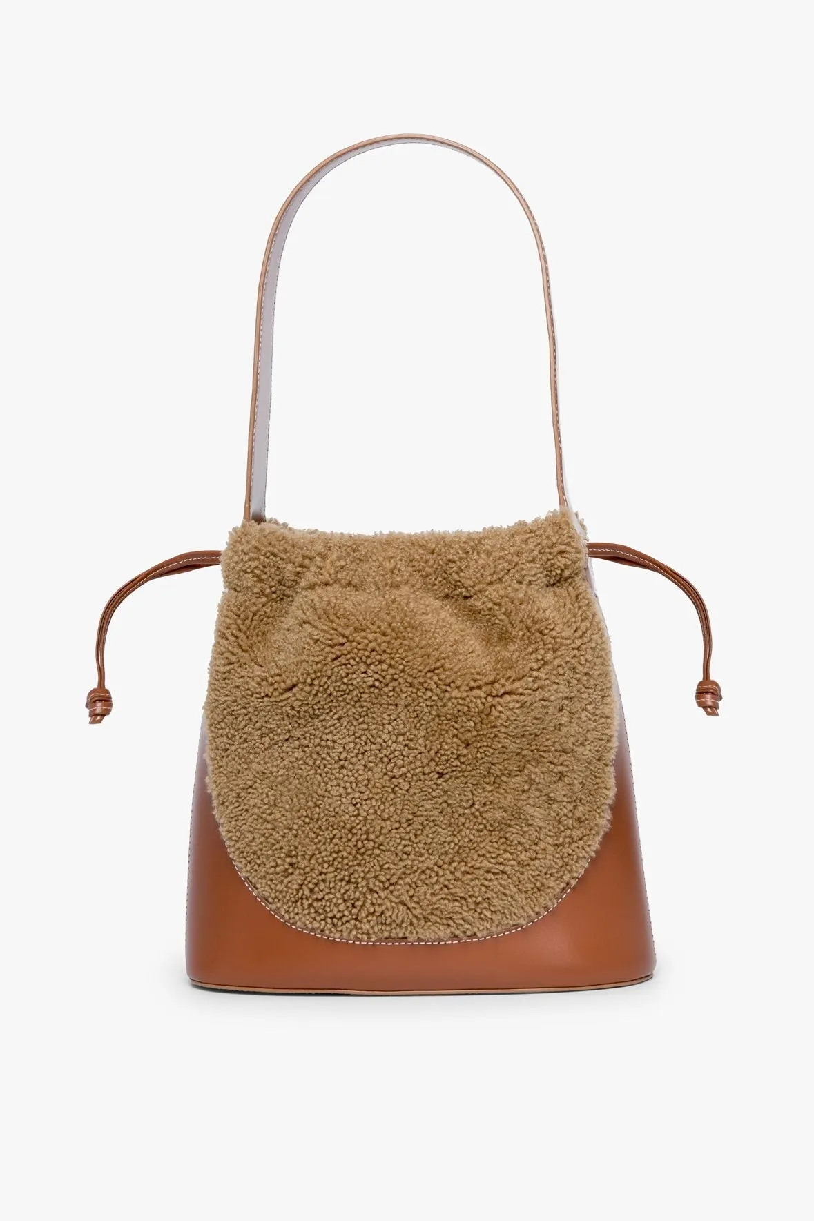 CINCH SHEARLING BUCKET BAG | NATURAL TAN