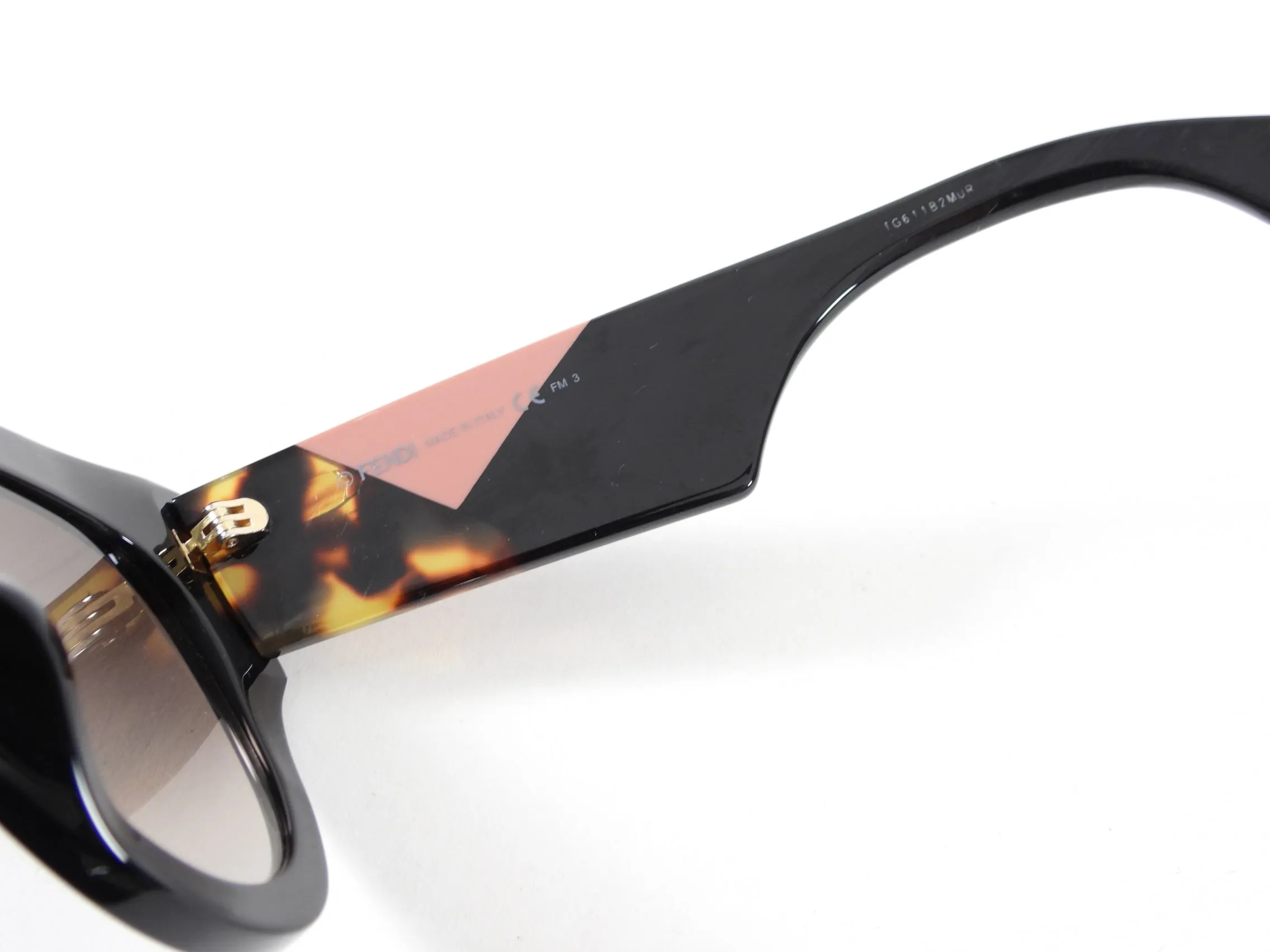 Fendi Black Sunglasses with Color Block Arms FF 0264