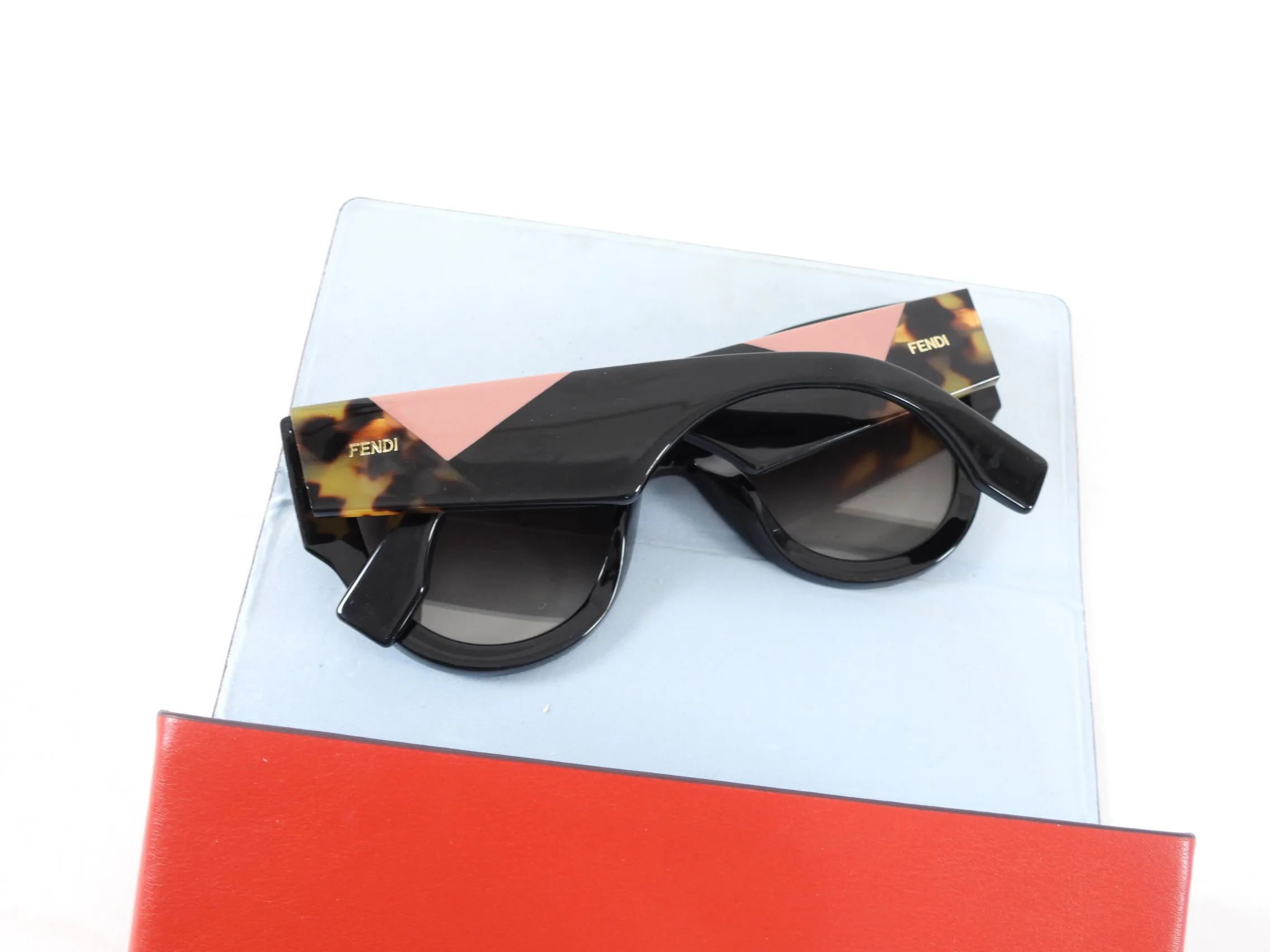 Fendi Black Sunglasses with Color Block Arms FF 0264