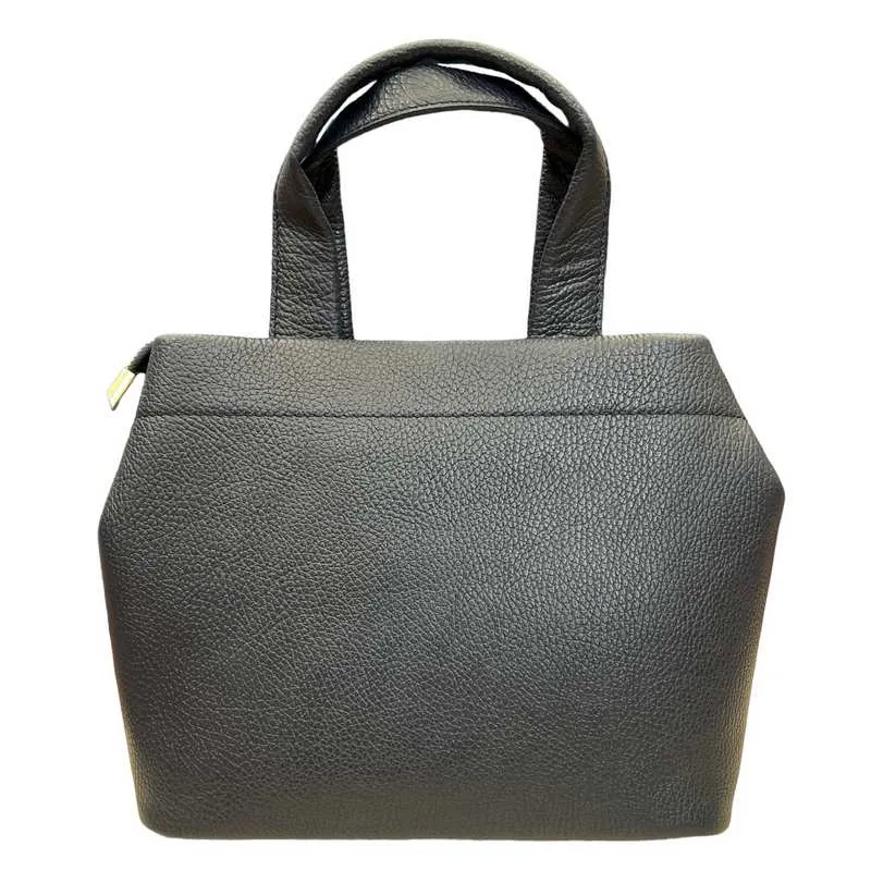 Italian Leather Mini Tote Bag in Navy
