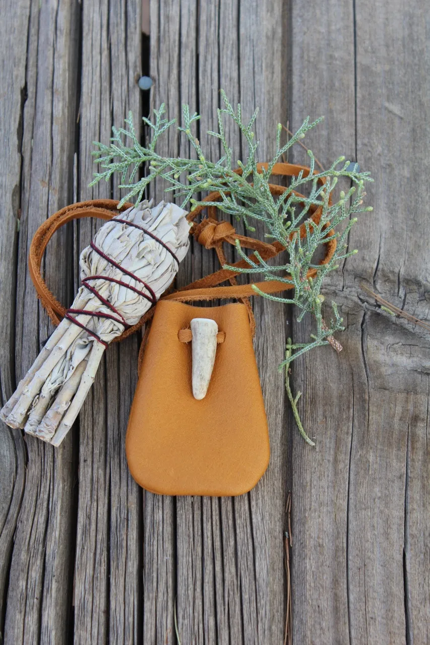Leather medicine bag, small pouch