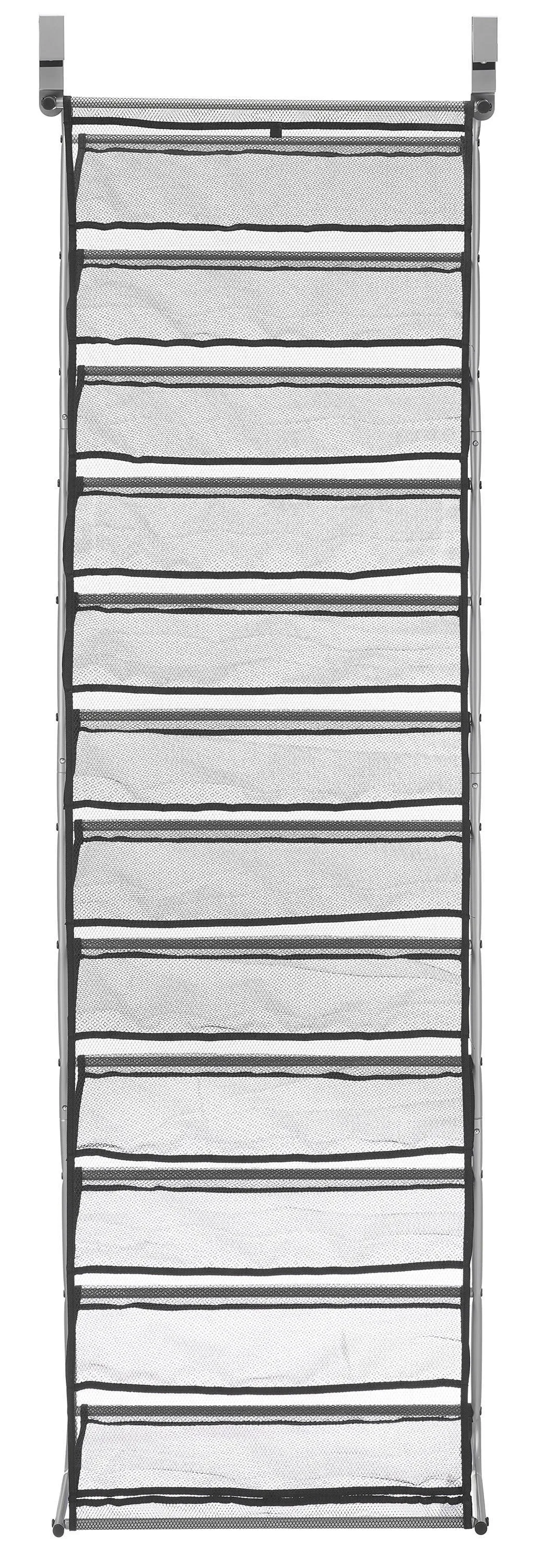 Mainstays 36 Pair Over-The-Door Shoe Closet Organizer Rack for 36 Pairs, 12 Tier, Metal, Gray