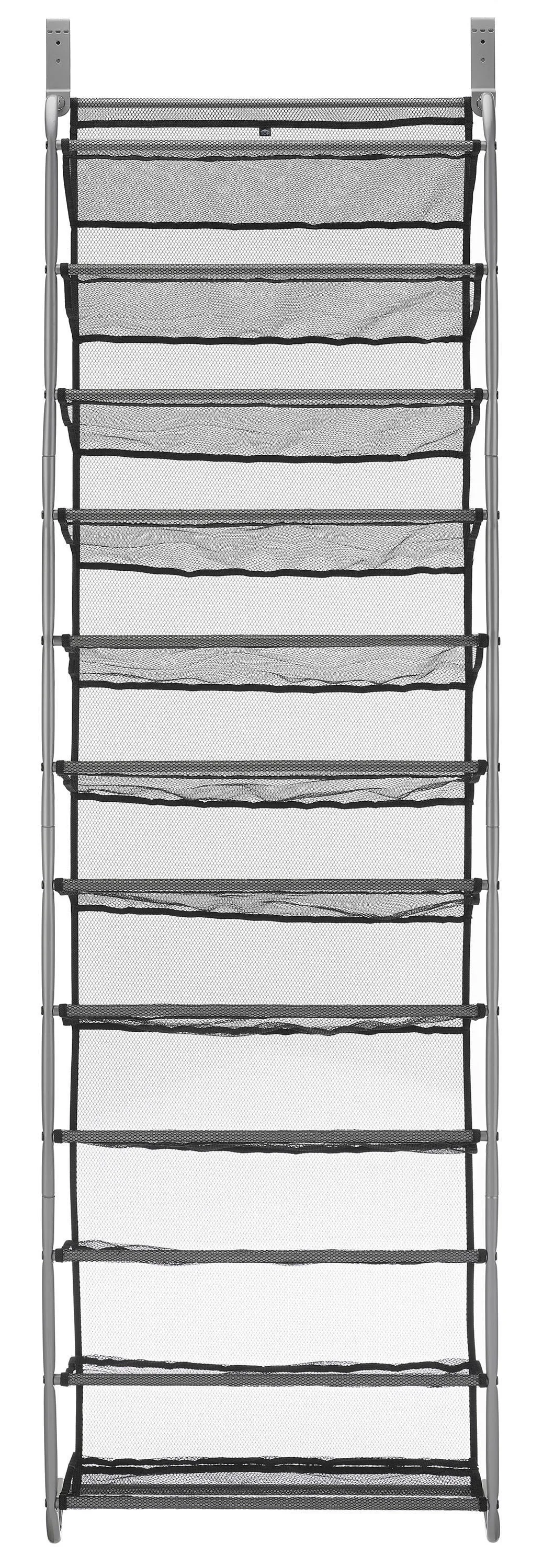 Mainstays 36 Pair Over-The-Door Shoe Closet Organizer Rack for 36 Pairs, 12 Tier, Metal, Gray