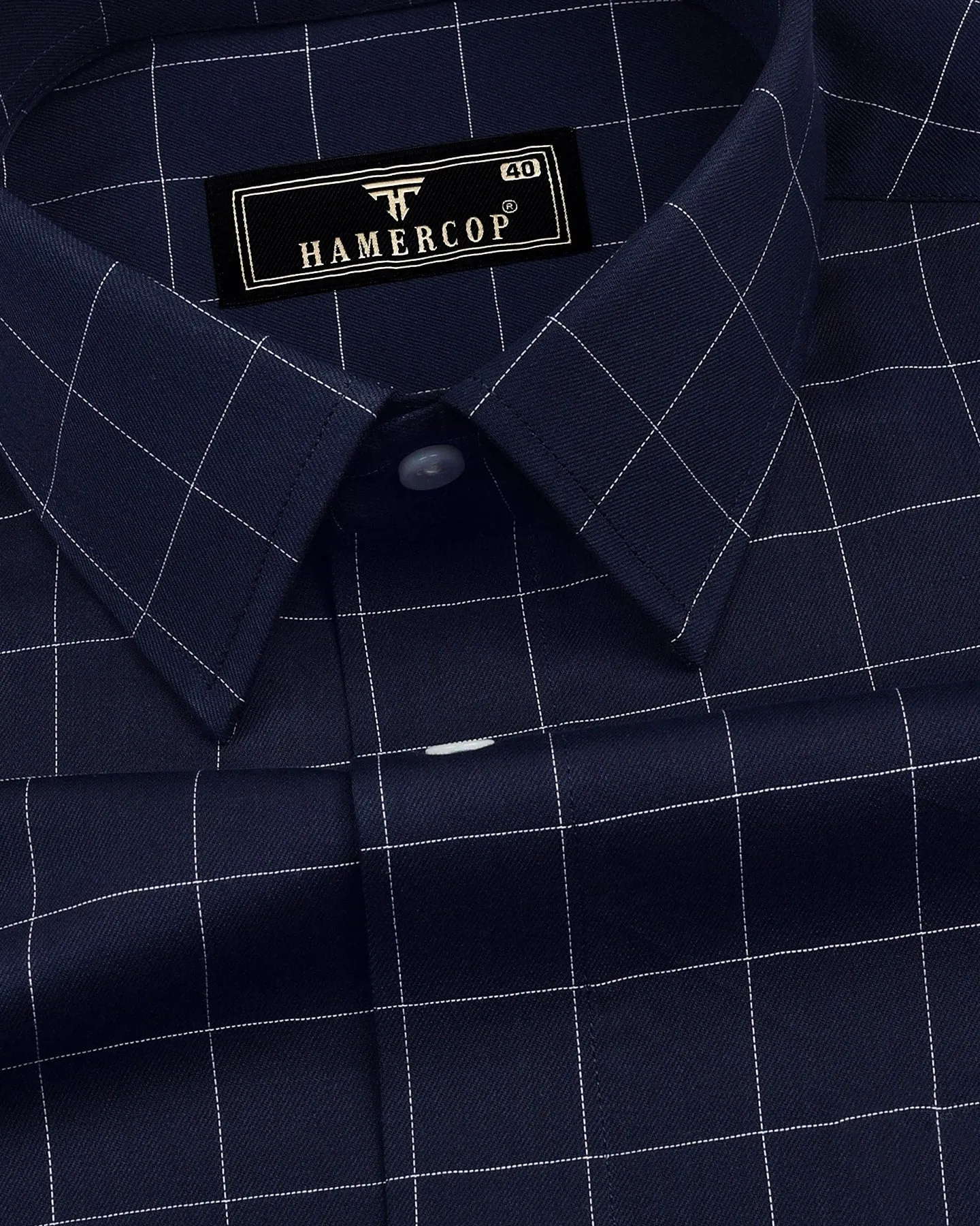 NavyBlue With White Thread Check Formal Cotton Shirt