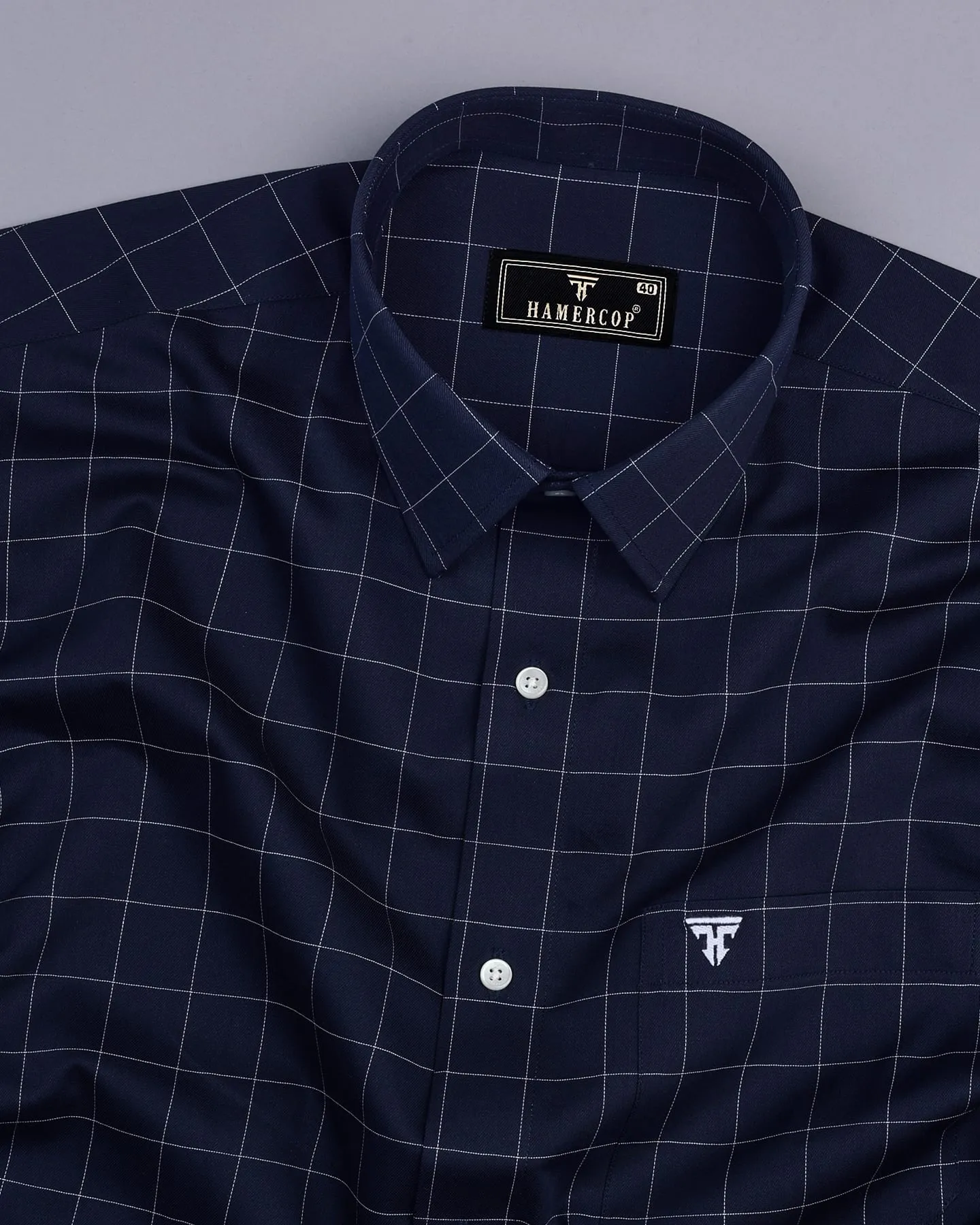 NavyBlue With White Thread Check Formal Cotton Shirt