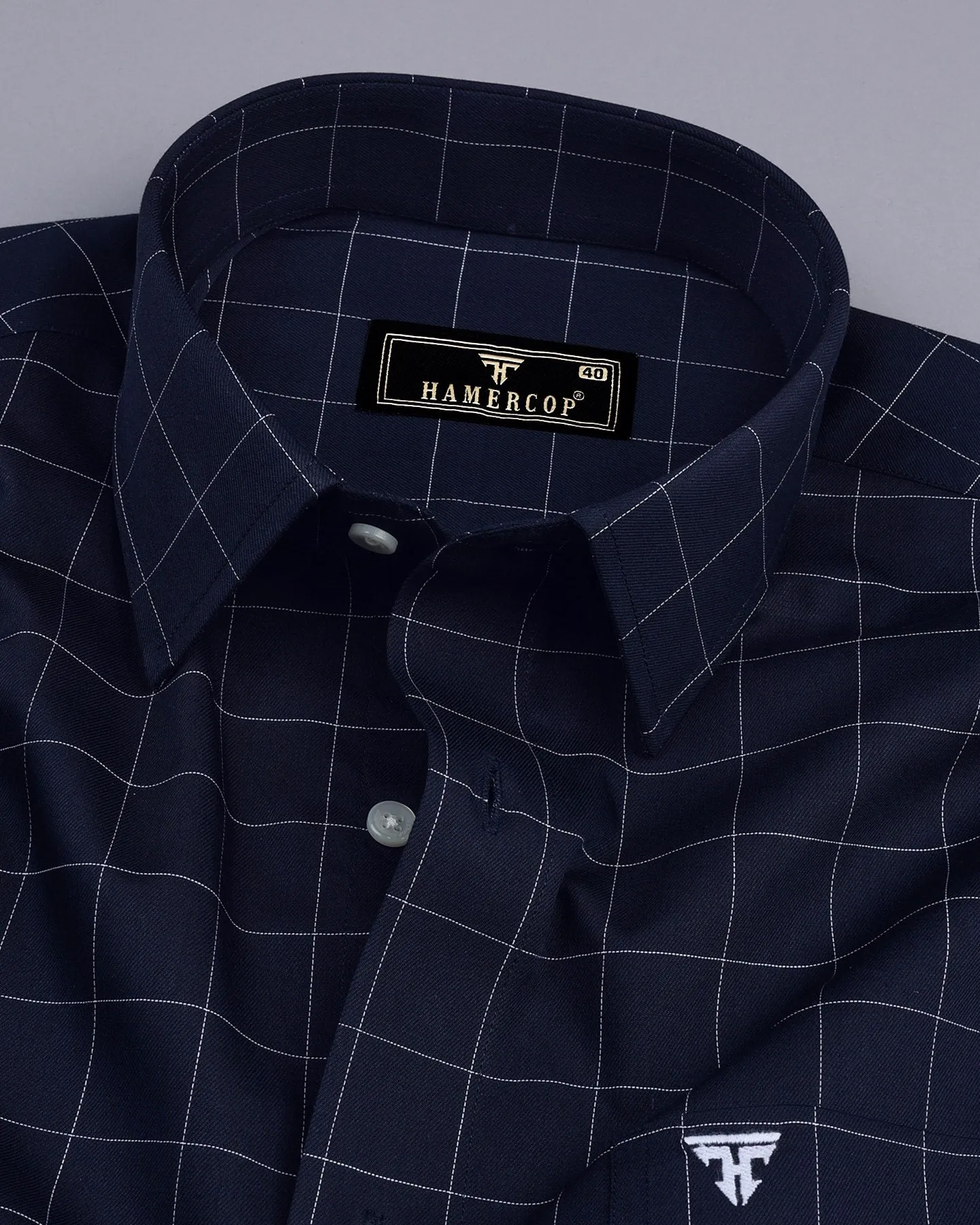NavyBlue With White Thread Check Formal Cotton Shirt