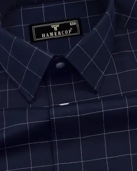 NavyBlue With White Thread Check Formal Cotton Shirt
