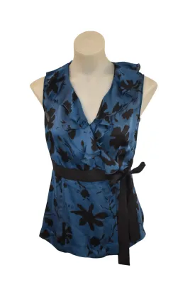 Sacoor Brothers 100% silk wrap top, S