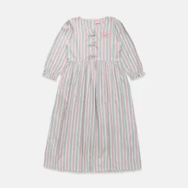 Shirt dress maxi cotton/ Ghamis dress katun anak Pink Salur/ Rodeo Junior Girl Festive