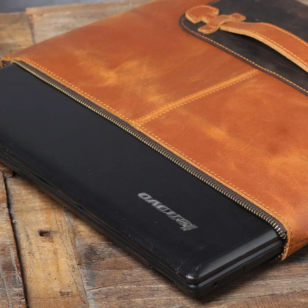 Simple Leather Laptop Handbag